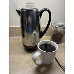 Vtg Farberware 12 Cup Coffee Percolator Pot Maker 142 Super Fast USA Stainless